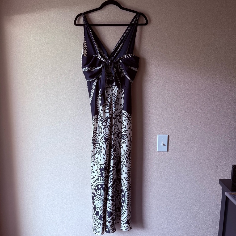 Caroline Constas Navy and Cream Patterned Maxi Dress - Picture 3 of 4